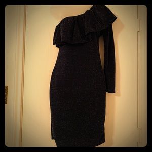 Navy, sparkly one shoulder dress